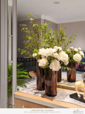 Bunga Peony & Ranting Bell untuk Console Living